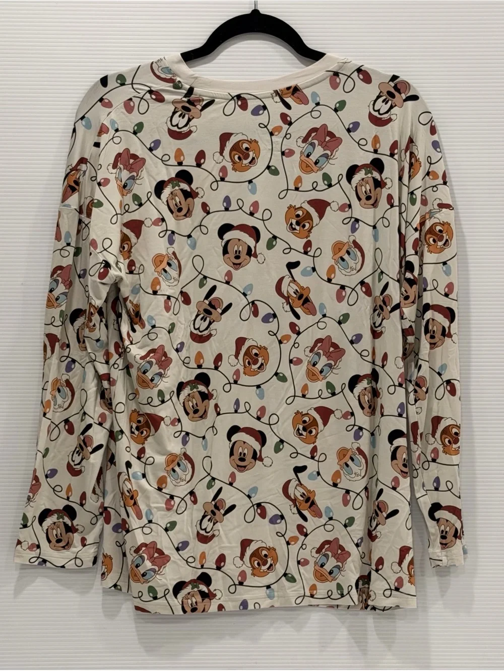 Women’s Mickey Mouse Cream Holiday Character Pajama Set - Cozy Long Sleeve & Pan